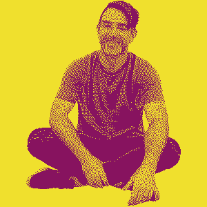 Engineer sitting cross legged